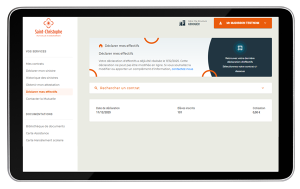 visuel montrant la page de la déclaration d'effectifs