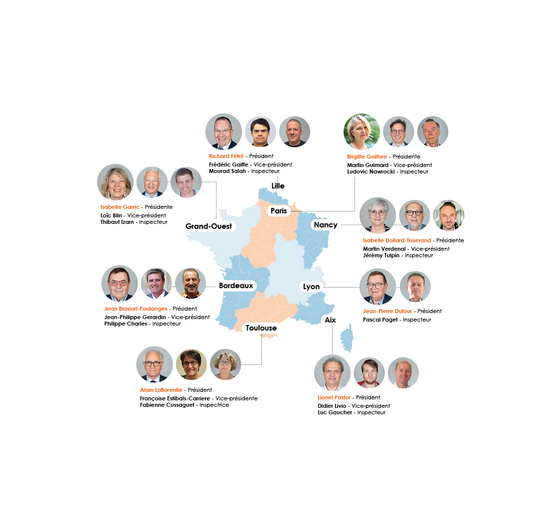 carte des présidents et vice-présidents de région