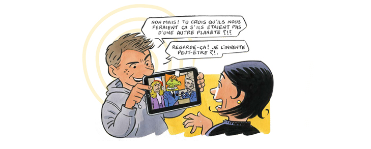 Illustration Adolescents devant une tablette 